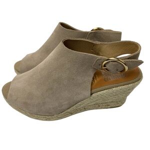 KANNA Made in Spain Taupe Brown Suede Leather Wedge Shoes Sandals 39 US SZ 7 EUC